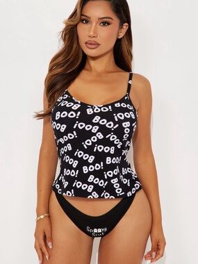 Fashion Nova Fun Halloween BOO Cami And Thong Set NWT👻